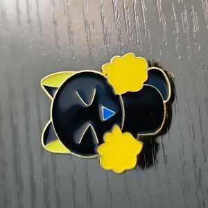 Black Cat With Cheerleader Pom Poms Enamel Pin